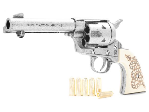 Colt Peacemaker Deko 4,75 Zoll Gunfighter Snake Grip - Used Look mit Munition