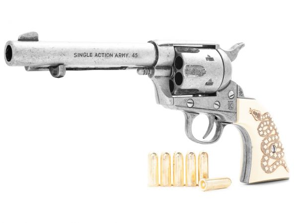 Colt Peacemaker Deko 5,5 Zoll Artillery - Used Look mit Munition und Snake Grips