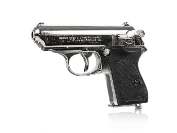 Walther PPK Deko Pistole Polizeipistole, vernickelt