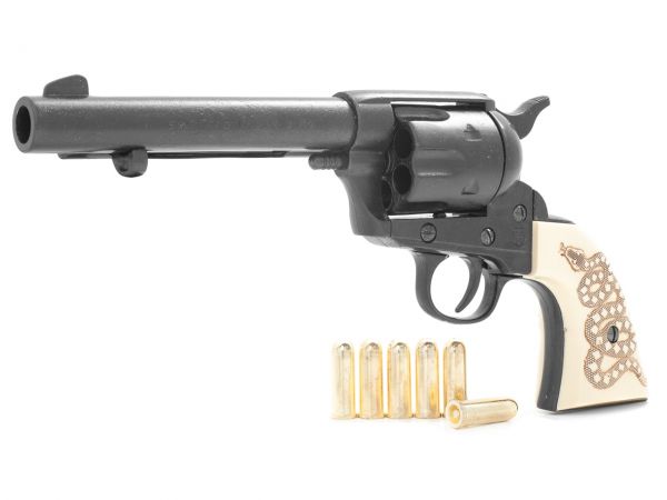 Colt Peacemaker Deko 5,5 Zoll Artillery in Schwarz mit Munition und Snake Grips