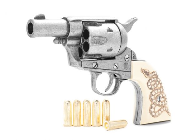 Colt Peacemaker Deko 2,5'' Sheriff's Model mit Munition und Snake Grips