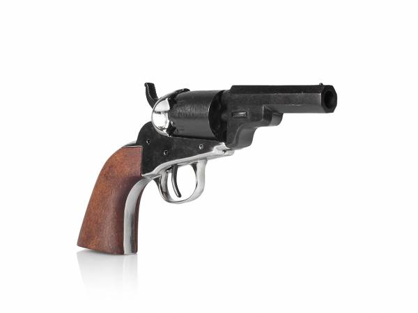Colt Pocket 1849 Wells Fargo Deko Revolver in schwarz-vernickelt mit Holzgriff
