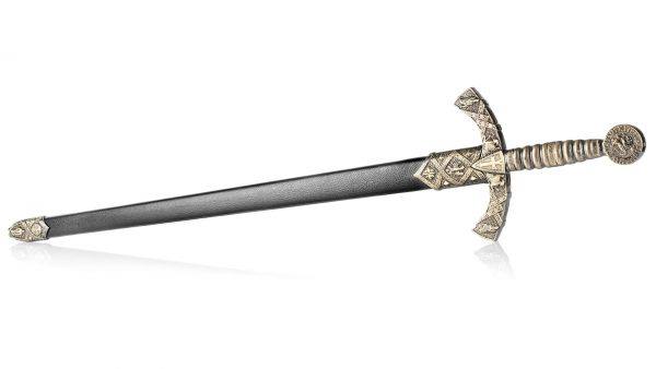 Templer Schwert mit Scheide in schwarz-messing