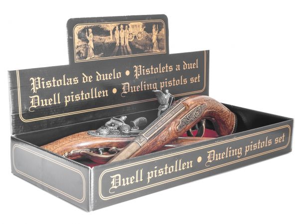 Hadley 1780 Duellpistolen Deko Set mit Geschenkbox - Messing Finish