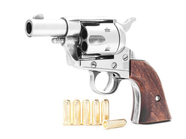 Colt Peacemaker Deko 2,5 Zoll Sheriffs Model Steel Finish mit Munition
