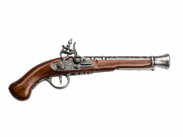 Hadley 1760 Tromblon-Pistole Deko Espingole - silberfarben mit Walnuss-Imitat