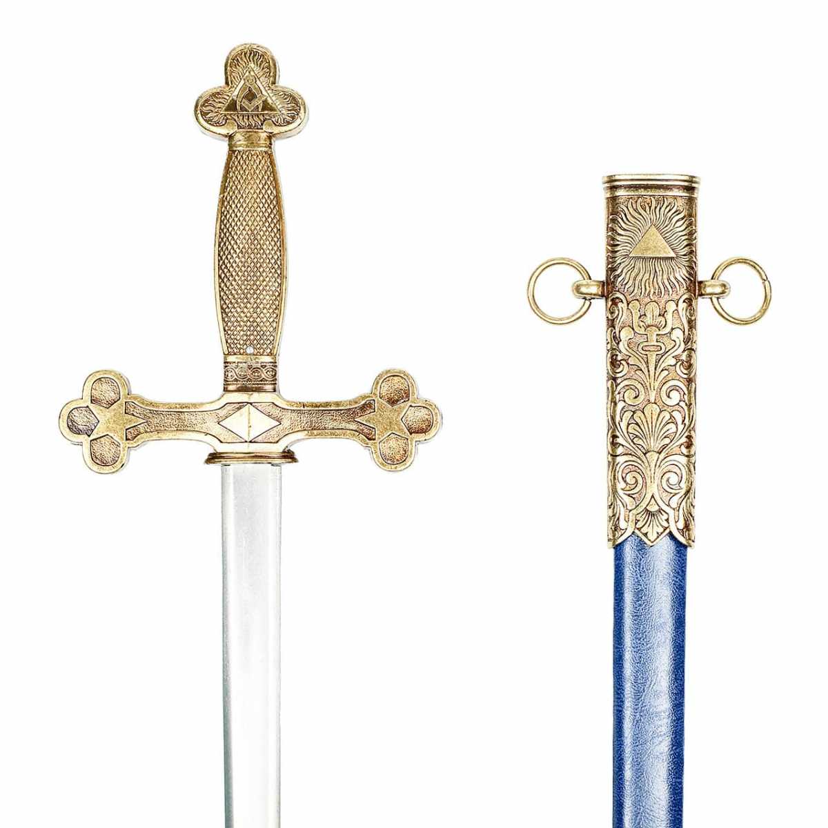 Blaue Masonic Regalia Schatzmeister Schürze Mit Kettenkragen & Jewel Silber