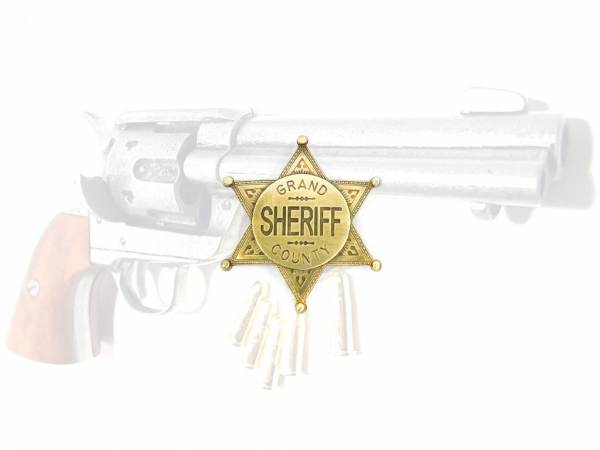 Sheriffstern Grand County - messingfarben mit Sicherheitsverschluss