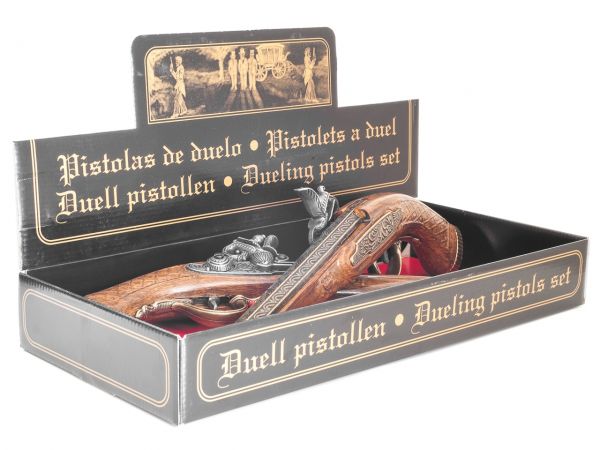 Hadley 1780 Achtkantlauf Duellpistolen Deko im Set mit Geschenkbox - Messing Finish