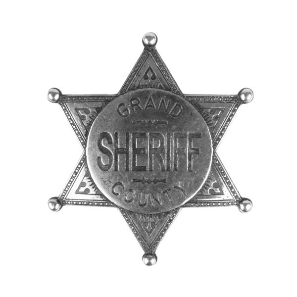 Sheriffstern Grand County silberfarben mit Sicherheitsverschluss