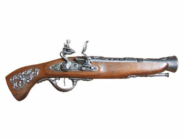 Steinschlosspistole, Deko - Tromblon - Österreich 1800 - silberfarben