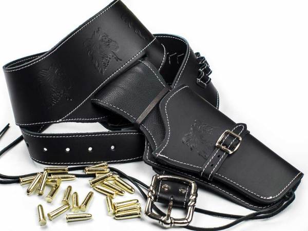 Cowboy Revolvergürtel - Westernholster mit Dekopatronen