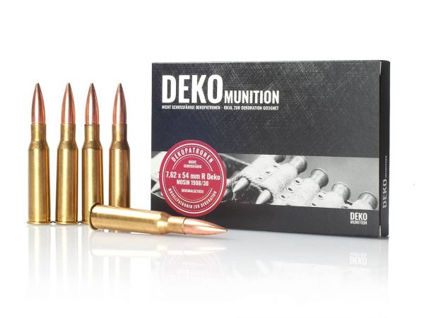 5 Stück Deko Patronen Mosin 1908/30 Munition 7,62 x 54 mm R