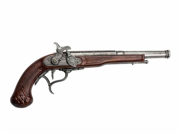 Englische Hadley 1807 Perkussionspistole Deko Pistole - rotbraun-silberfarben