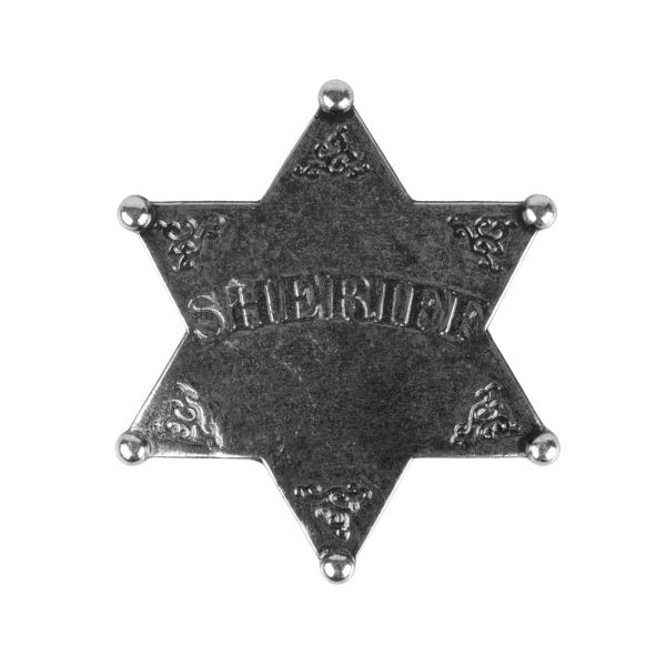 Sheriffstern aus Metall silberfarben mit Sicherheitsverschluss