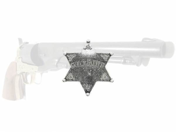 Sheriffstern - silberfarben mit Sicherheitsverschluss