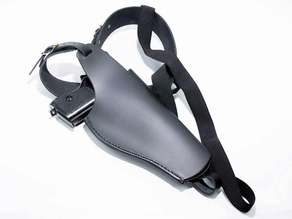 Pistolenholster - Schulterholster aus Leder mit geholsterter Pistole