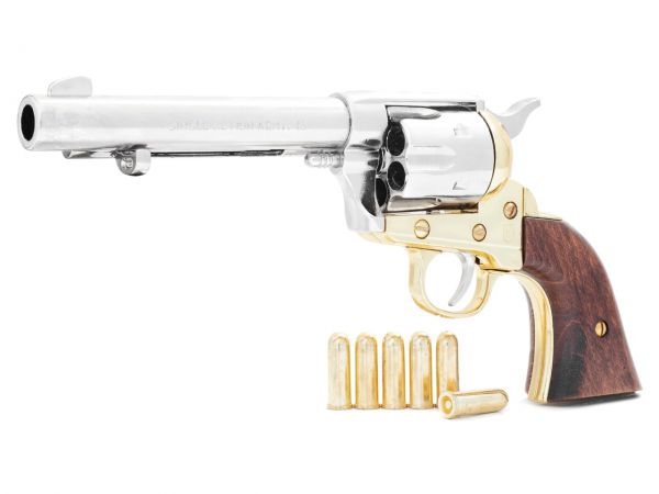 Colt Peacemaker Deko 5,5 Zoll Artillery Messing Finish mit Munition