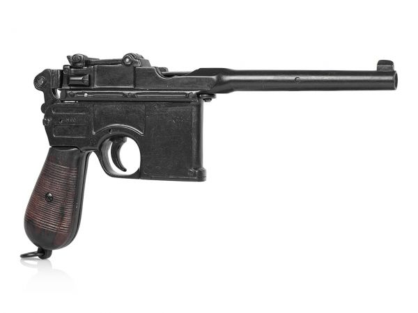 Mauser C96 Deko Pistole mit gealterten Holzgriffschalen