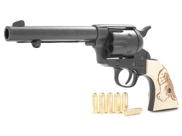 Colt Peacemaker Deko 5,5 Zoll Artillery Schwarz mit Munition und Bullgrips