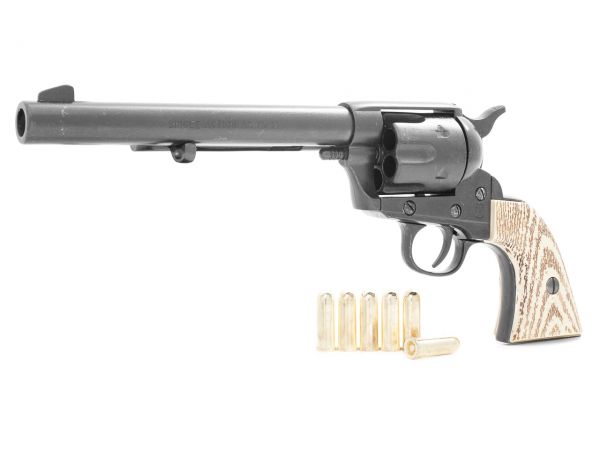 Colt Peacemaker Deko 7,5 Zoll Cavalry in Schwarz mit Munition und Ivory Grips