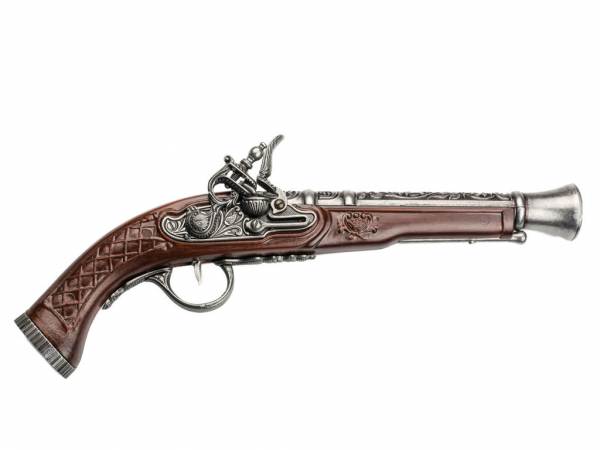 Hadley 1780 Tromblon-Pistole Deko Espingole - silberfarben mit Walnuss-Imitat