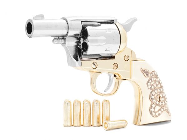 Colt Peacemaker Deko 2,5'' Sheriff's Model mit Munition und Snake Grips