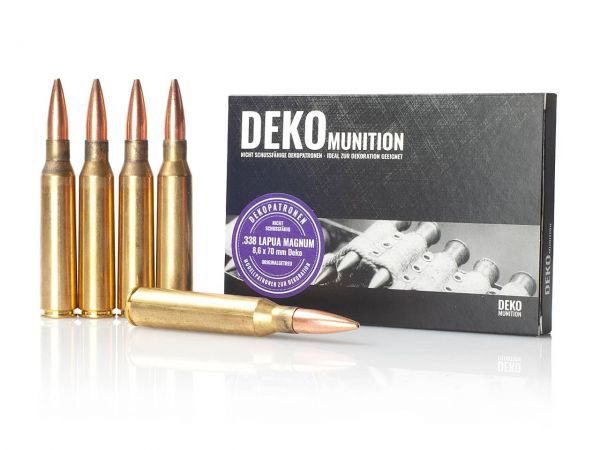 5 Stück Deko Patronen .338 Lapua Magnum Munition 8,6 x 70 mm