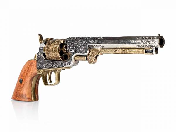 Colt Navy 1851 Deko Perkussionsrevolver silber-messing mit Holzgriff