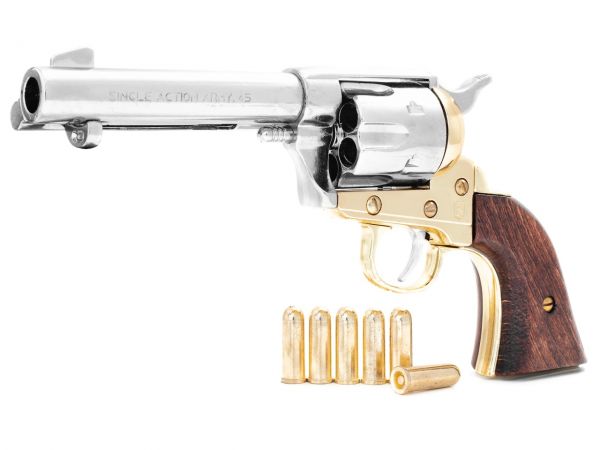 Colt Peacemaker Deko 4,75 Zoll Gunfighter Messing Finish mit Munition