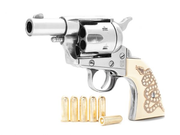 Colt Peacemaker Deko 2,5'' Sheriff's Model mit Munition und Snake Grips