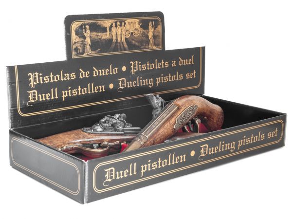 Hadley 1760 Duellpistolen Deko Set mit Geschenkbox - Messing Finish