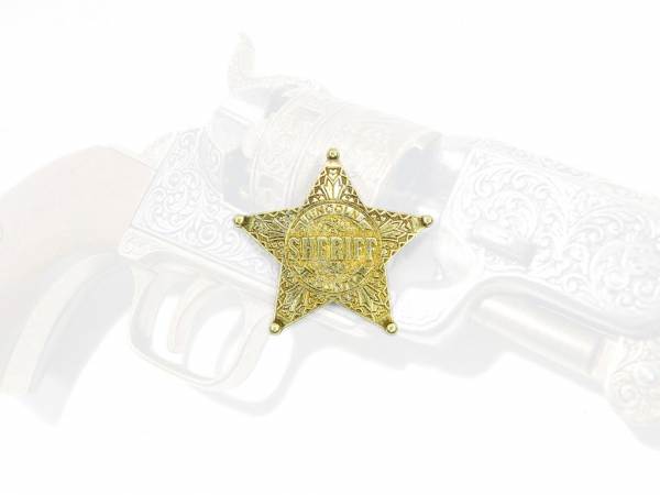 Sheriffstern Lincoln County - messingfarben mit Sicherheitsverschluss