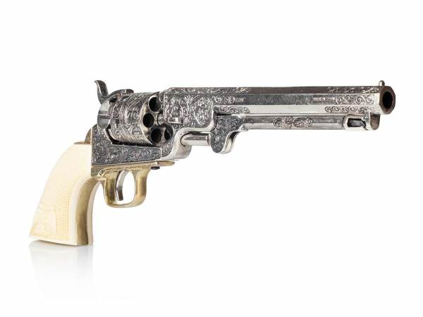 Colt Navy 1851 Deko Revolver in silber mit Eagle Grip